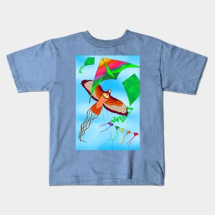 Flying Kites in a Blue Sky - Bird Kite, Hawk, Colorful Kites of California Kids T-Shirt